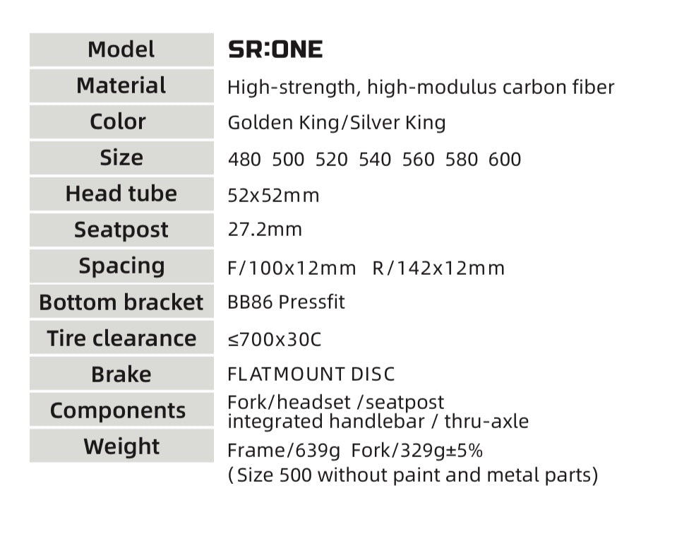 Quickpro SR:ONE Carbon Road Bike Frameset | Custom Paint