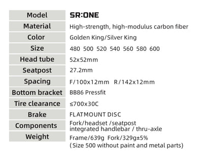 Quickpro SR:ONE Carbon Road Bike Frameset | Custom Paint