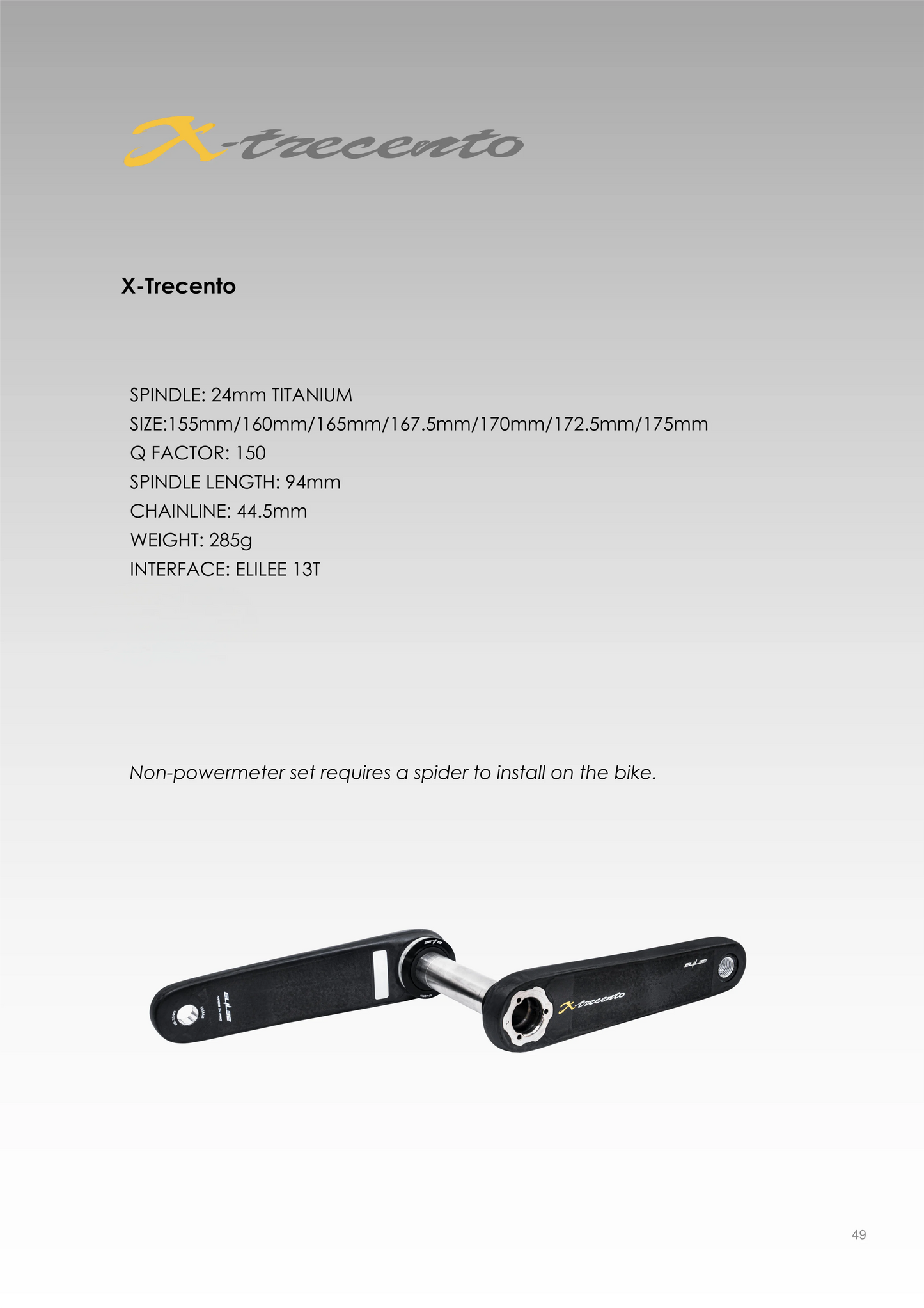 Elilee X-Trecento 24mm Titanium Spindle Crankarm 285g