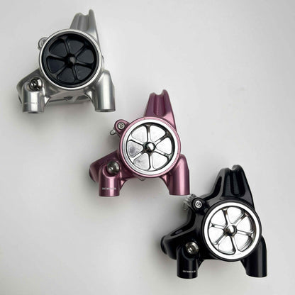 Lewis R2 brake caliper in silver, pink and black