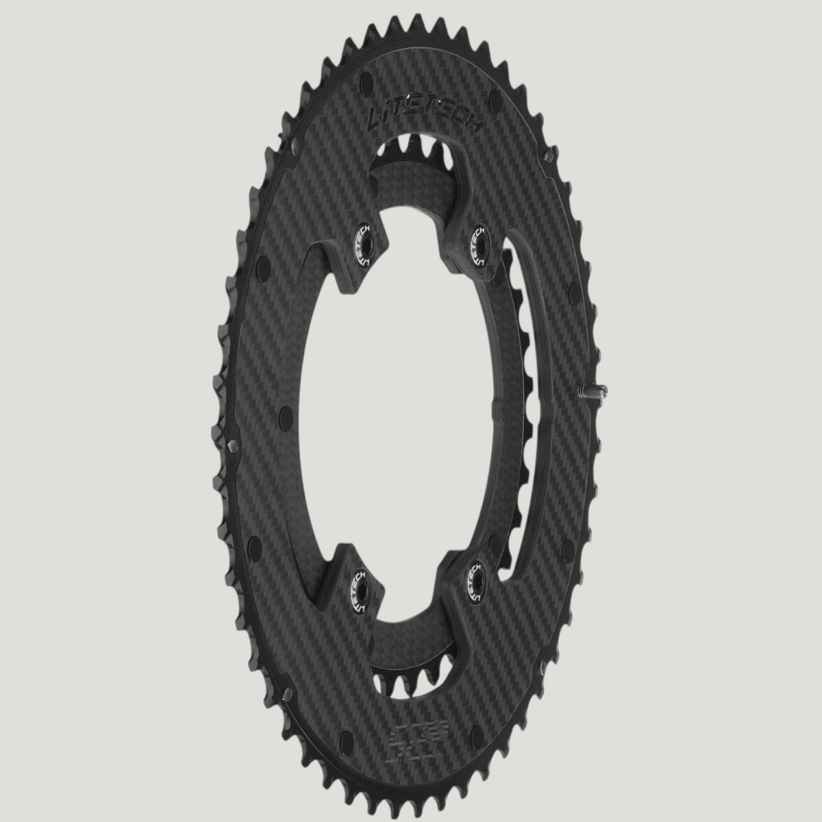 LiteTech carbon double chainring, side view