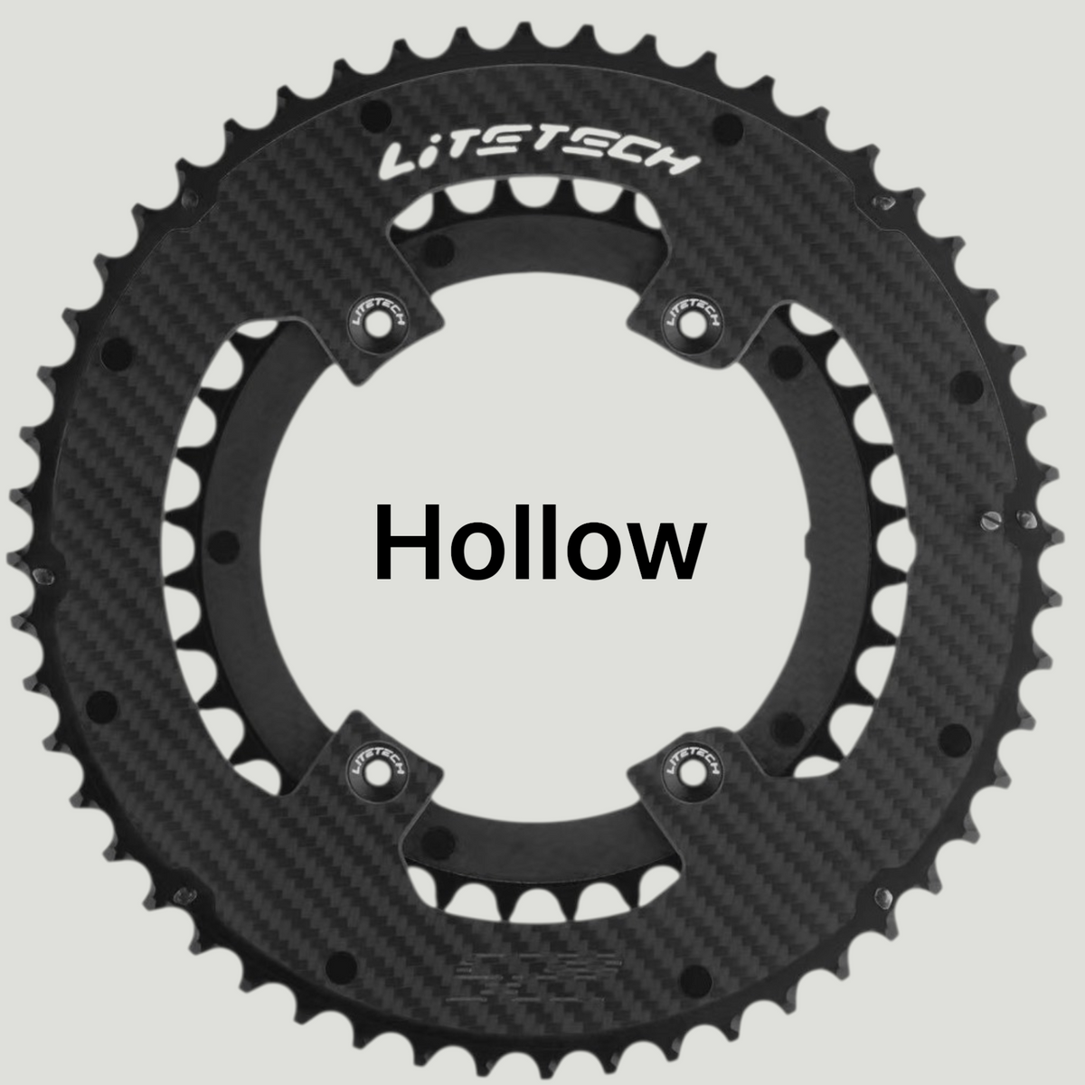LiteTech carbon double chainrings, Hollow style