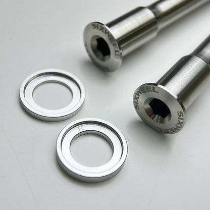 Sixweel titanium thru-axle pair with washers