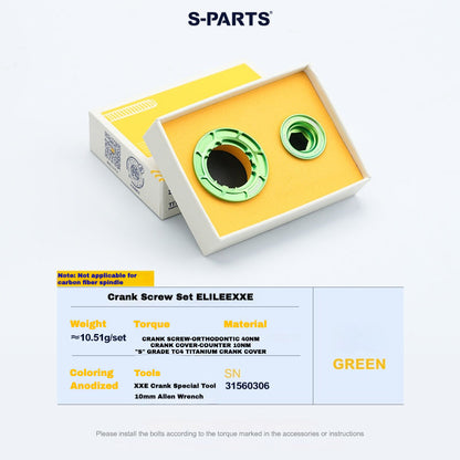 S-Parts titanium crank cap for Elilee - Green