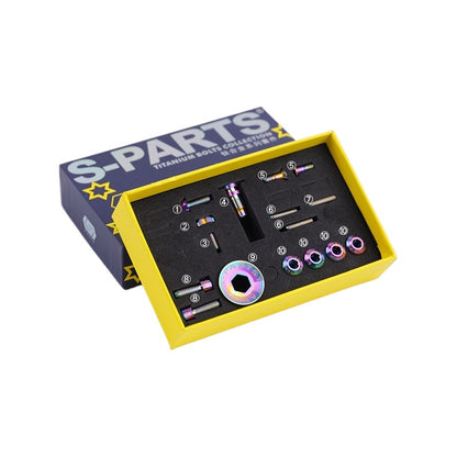 S-Parts titanium groupset bolt kit for Dura-Ace R9250 / Ultegra R8150 - Rainbow
