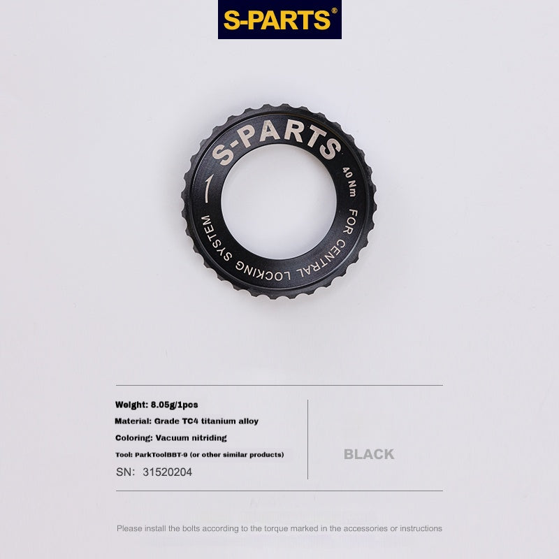 S-Parts titanium Center Lock lockring - Black