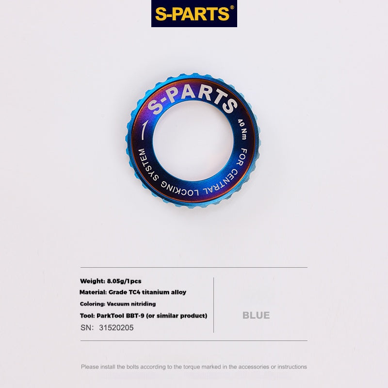 S-Parts titanium Center Lock lockring - Blue