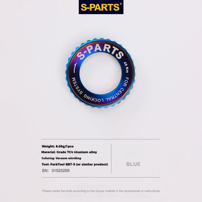 S-Parts titanium Center Lock lockring - Blue