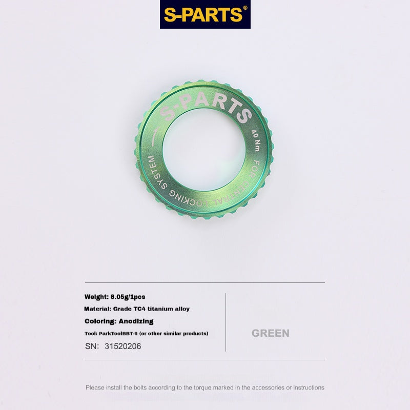S-Parts titanium Center Lock lockring - Green