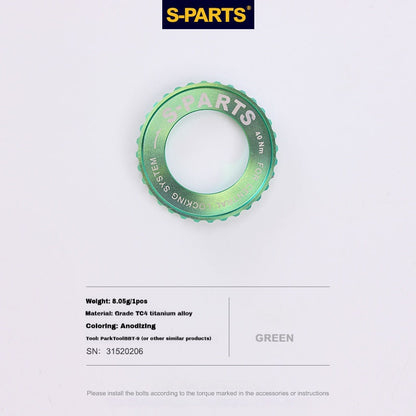S-Parts titanium Center Lock lockring - Green