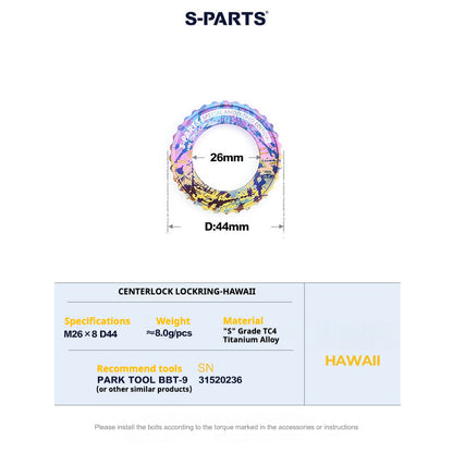 S-Parts titanium Center Lock lockring - Hawaii