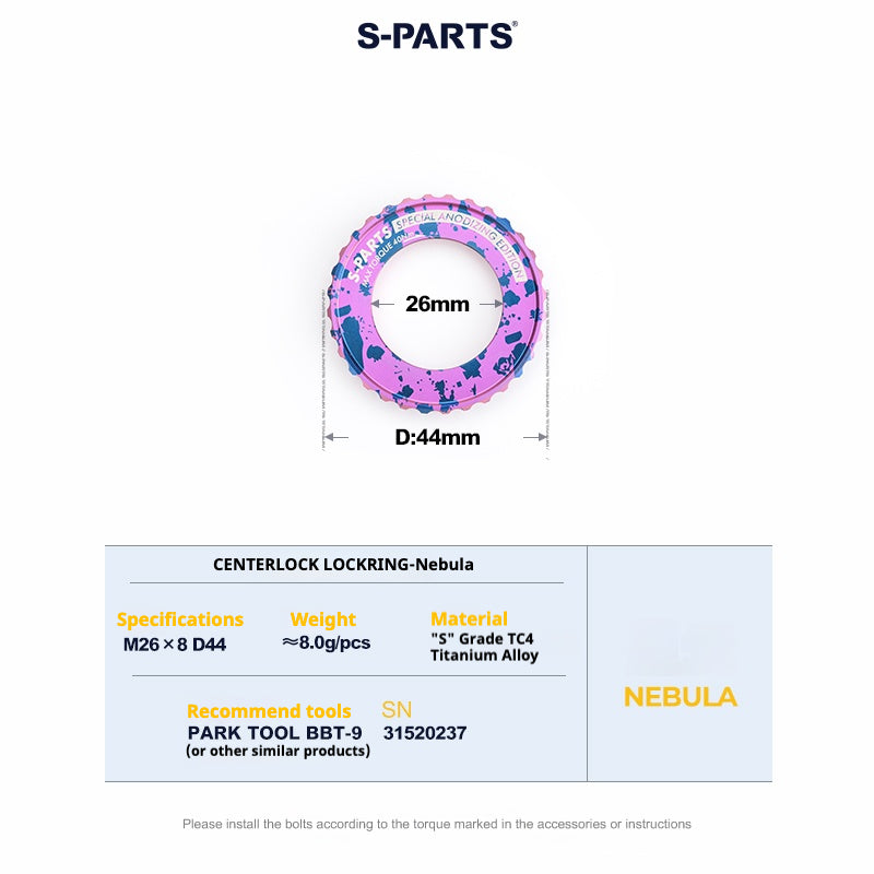 S-Parts titanium Center Lock lockring - Nebula