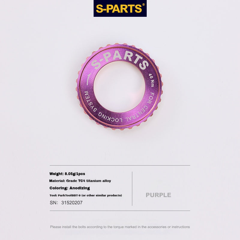 S-Parts titanium Center Lock lockring - Purple