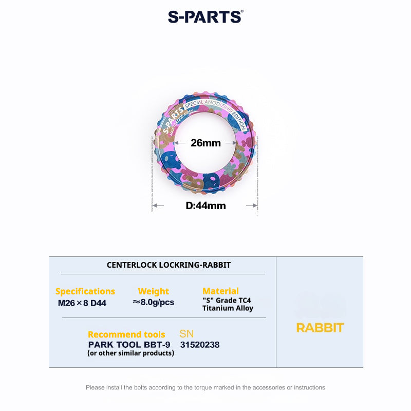 S-Parts titanium Center Lock lockring - Rabbit