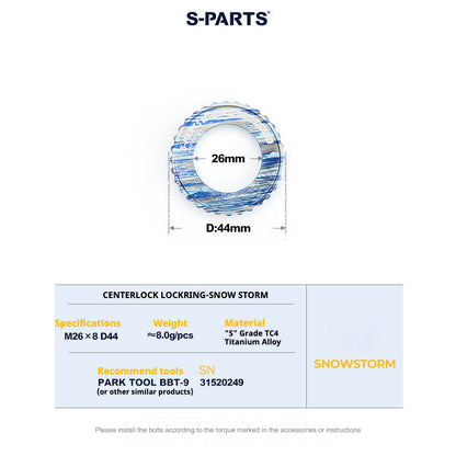 S-Parts titanium Center Lock lockring - Snowstorm
