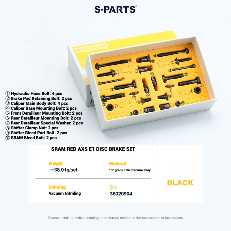 S-Parts titanium brake bolt kit for SRAM RED AXS E1 (24 pcs), black
