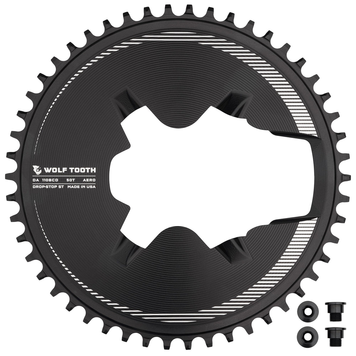 Wolf Tooth Aero Direct Mount chainring for Shimano Dura-Ace R9200, 50T